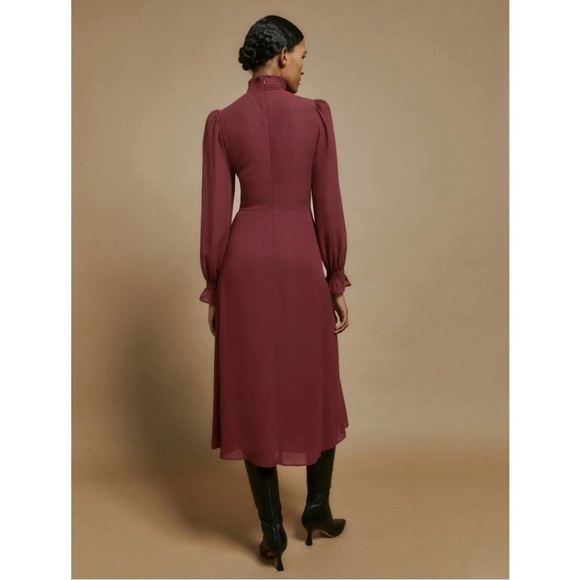 NWT! Reformation Stevie Long Sleeve High Neck Midi Dress In Plum Burgundy Size 4 - Picture 4 of 12